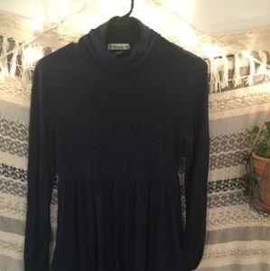 Long sleeve navy blue turtleneck dress